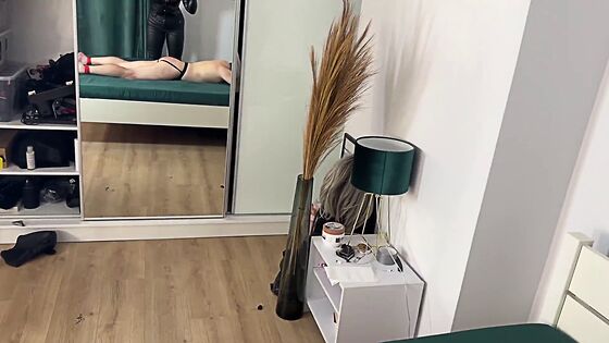 femdom leather mistress whipping slave